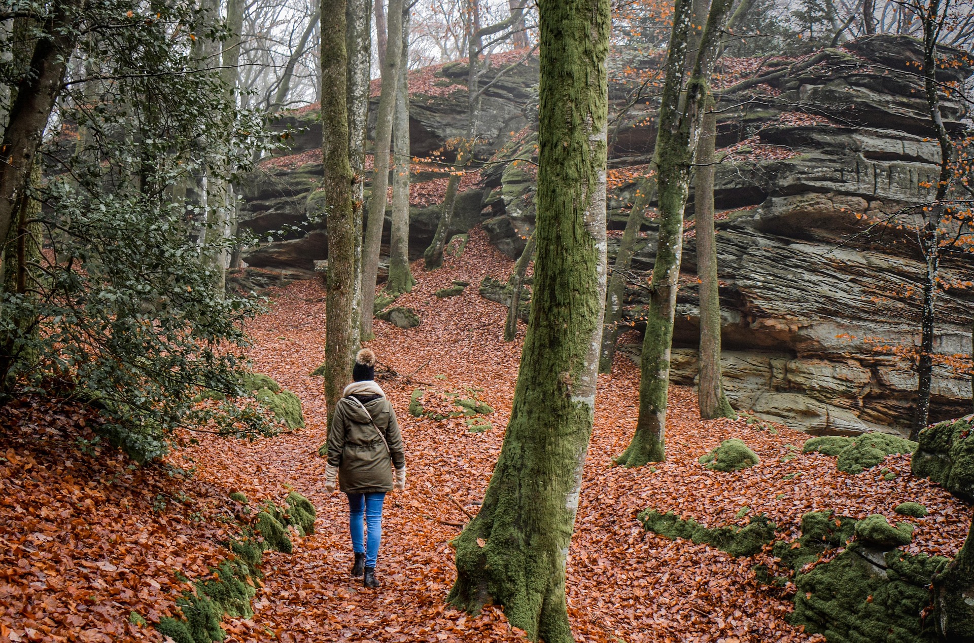 Randonneuse marchant dans une forêt naturelle pendant un séjour randonnée dans le Queyras